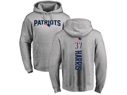 Men #37 Damien Harris Ash Football Backer New England Patriots Pullover Hoodie