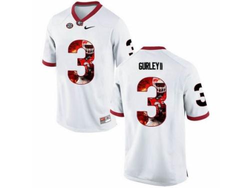 Men Georgia Bulldogs #3 Todd Gurley II White With Portrait Print College Football Jersey