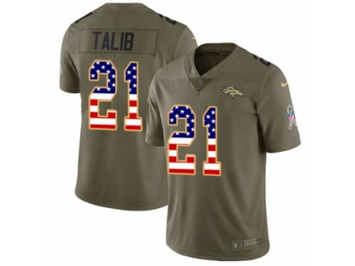 Men Nike Denver Broncos #21 Aqib Talib Limited Olive/USA Flag 2017 Salute to Service NFL Jersey