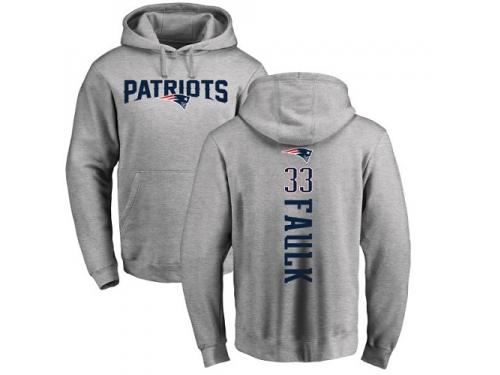 Men Nike Kevin Faulk Ash Backer - NFL New England Patriots #33 Pullover Hoodie