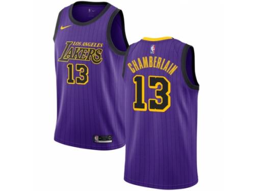 Men Nike Los Angeles Lakers #13 Wilt Chamberlain Purple NBA Jersey - City E