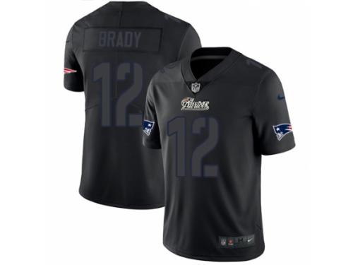 Men Nike New England Patriots #12 Tom Brady Limited Black Rush Impact NFL Jersey