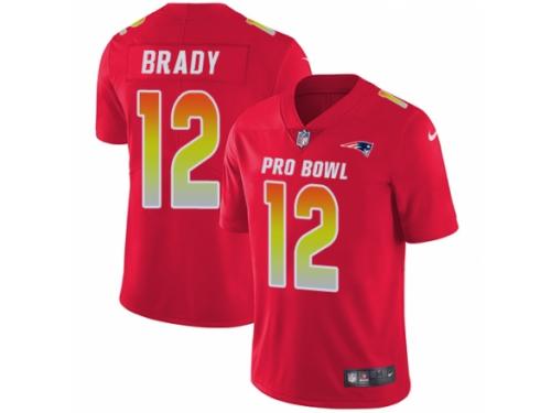 Men Nike New England Patriots #12 Tom Brady Limited Red 2018 Pro Bowl NFL Jersey