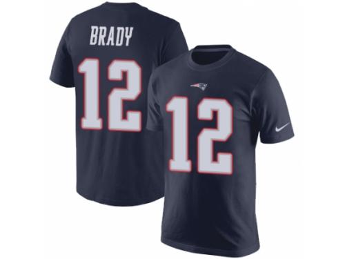 Men Nike New England Patriots #12 Tom Brady Navy Blue Rush Pride Name & Number T-Shirt