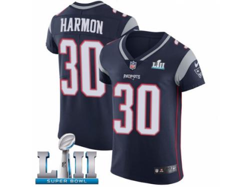 Men Nike New England Patriots #30 Duron Harmon Navy Blue Team Color Vapor Untouchable Elite Player Super Bowl LII NFL Jersey