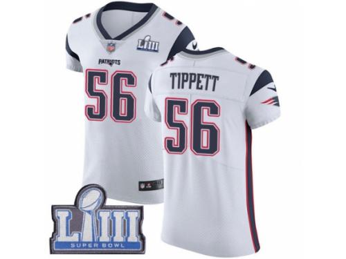 Men Nike New England Patriots #56 Andre Tippett White Vapor Untouchable Elite Player Super Bowl LIII Bound NFL Jersey
