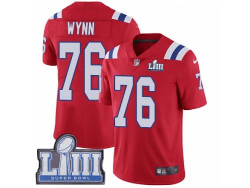 Men Nike New England Patriots #76 Isaiah Wynn Red Alternate Vapor Untouchable Limited Player Super Bowl LIII Bound NFL Jersey