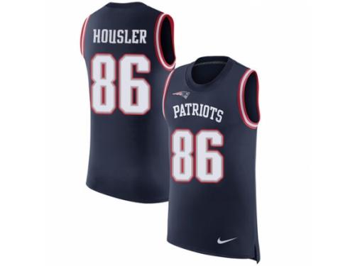 Men Nike New England Patriots #86 Rob Housler Limited Navy Blue Rush Player Name & Number Tank Top NFL Jersey
