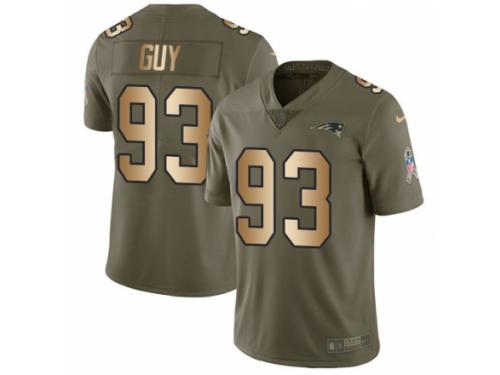 Men Nike New England Patriots #93 Lawrence Guy Limited Olive/Gold 2017 Salute to Service NFL Jersey