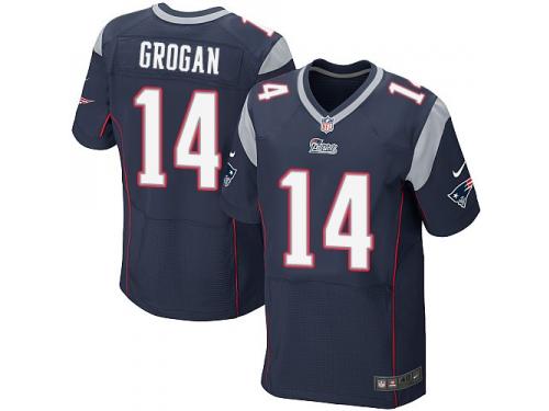 Men Nike NFL New England Patriots #14 Steve Grogan Authentic Elite Home Navy Blue Jersey