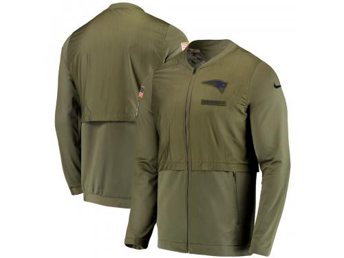 Men's New England Patriots Nike Olive Salute to Service Sideline Hybrid Full-Zip Jacket