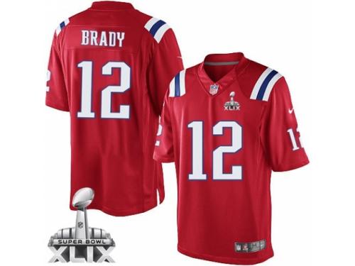 Men's Nike New England Patriots #12 Tom Brady Limited Red Alternate Super Bowl XLIX NFL Jersey