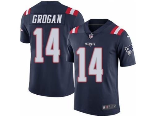 Men's Nike New England Patriots #14 Steve Grogan Limited Navy Blue Rush NFL Jersey