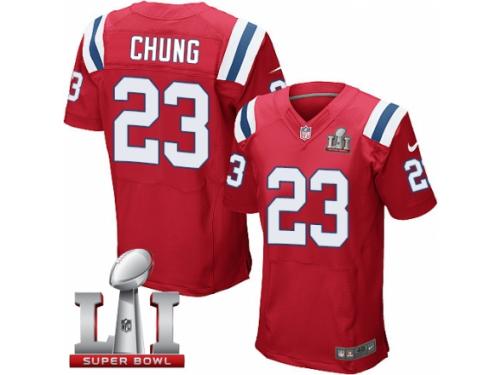 Men's Nike New England Patriots #23 Patrick Chung Elite Red Alternate Super Bowl LI 51 NFL Jersey