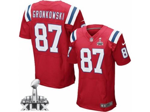 Men's Nike New England Patriots #87 Rob Gronkowski Elite Red Alternate Super Bowl XLIX NFL Jersey