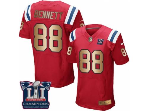 Men's Nike New England Patriots #88 Martellus Bennett Elite Red Gold Alternate Super Bowl LI Champions NFL Jersey