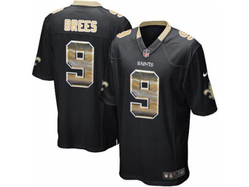 Men's Nike New Orleans Saints #9 Drew Brees Limited Black Strobe NFL Jersey