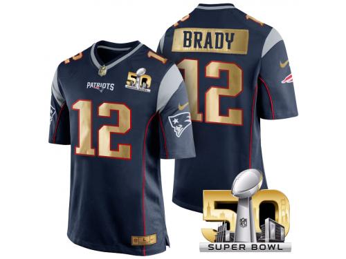 Men's Superbowl 50 New England Patriots #12 Tom Brady Team Color Jersey