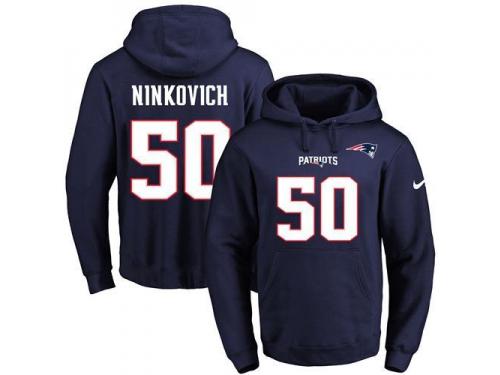 NFL Men's Nike New England Patriots #50 Rob Ninkovich Navy Blue Name & Number Pullover Hoodie
