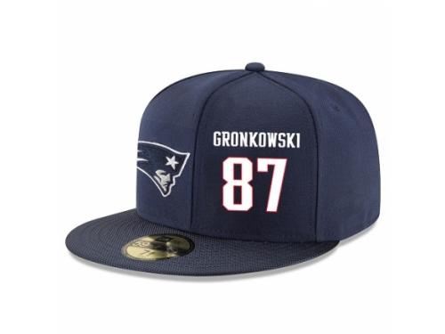 NFL New England Patriots #87 Rob Gronkowski Snapback Adjustable Player Hat - Navy White