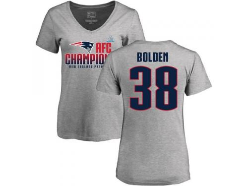 Nike Brandon Bolden Heather Gray 2017 AFC Champions V-Neck Women's - NFL New England Patriots #38 T-Shirt