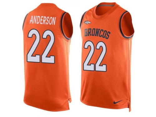 Nike Broncos #22 C.J. Anderson Orange Team Color Men Stitched NFL Tank Top