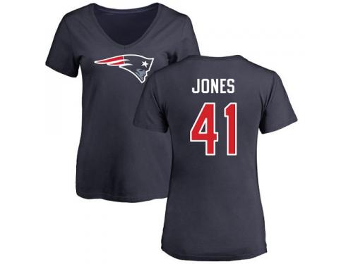 Nike Cyrus Jones Navy Blue Name & Number Logo Slim Fit Women's - NFL New England Patriots #41 T-Shirt