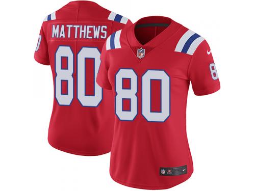 Nike Jordan Matthews Limited Red Alternate Women's Jersey - NFL New England Patriots #80 Vapor Untouchable