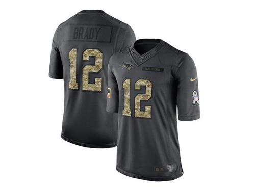 Nike Patriots #12 Tom Brady Black Men Stitched NFL Limited 2016 Salute To Service Jersey