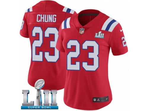 Women Nike New England Patriots #23 Patrick Chung Red Alternate Vapor Untouchable Limited Player Super Bowl LII NFL Jersey