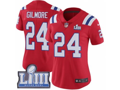 Women Nike New England Patriots #24 Stephon Gilmore Red Alternate Vapor Untouchable Limited Player Super Bowl LIII Bound NFL Jersey