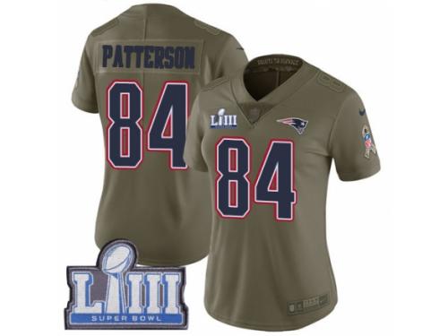 Women Nike New England Patriots #84 Cordarrelle Patterson Limited Olive 2017 Salute to Service Super Bowl LIII Bound NFL Jersey