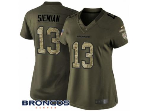Women's Nike Denver Broncos #13 Trevor Siemian Limited Green Salute to Service NFL Jersey