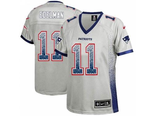Women's Nike New England Patriots #11 Julian Edelman Limited Grey Drift Fashion NFL Jersey