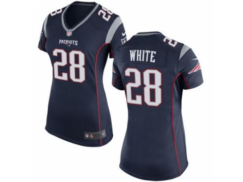 Women's Nike New England Patriots #28 James White Game Navy Blue Team Color NFL Jersey