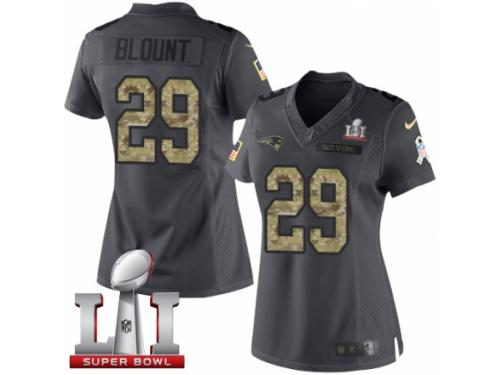 Women's Nike New England Patriots #29 LeGarrette Blount Limited Black 2016 Salute to Service Super Bowl LI 51 NFL Jersey