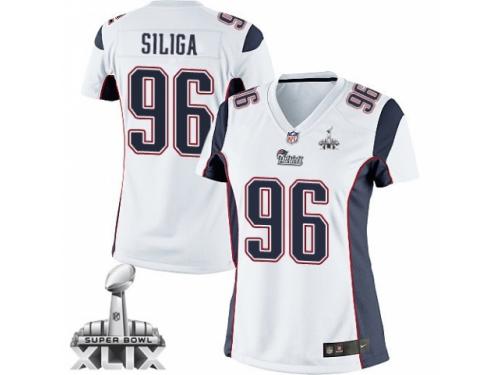 Women's Nike New England Patriots #96 Sealver Siliga Elite White Super Bowl XLIX NFL Jersey