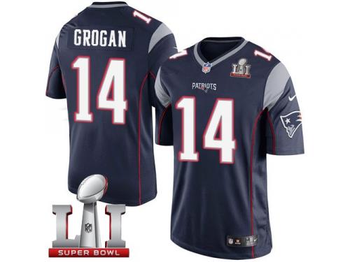 Youth Nike New England Patriots #14 Steve Grogan Elite Navy Blue Team Color Super Bowl LI 51 NFL Jersey