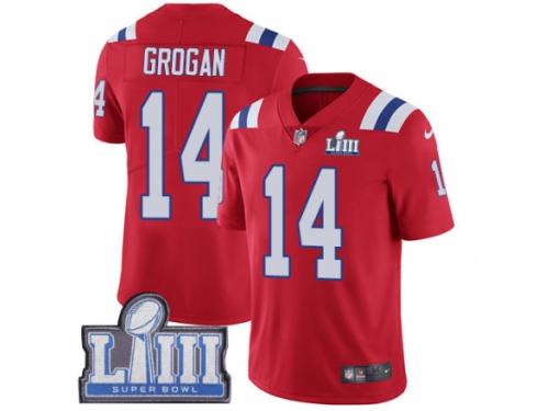 Youth Nike New England Patriots #14 Steve Grogan Red Alternate Vapor Untouchable Limited Player Super Bowl LIII Bound NFL Jersey