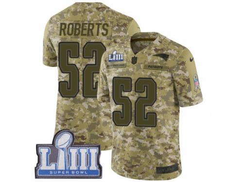 Youth Nike New England Patriots #52 Elandon Roberts Limited Camo 2018 Salute to Service Super Bowl LIII Bound NFL Jersey