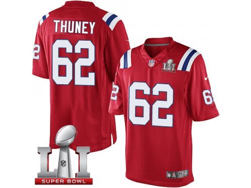 Youth Nike New England Patriots #62 Joe Thuney Elite Red Alternate Super Bowl LI 51 NFL Jersey