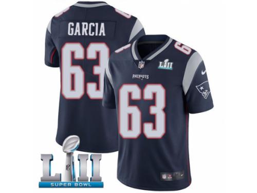 Youth Nike New England Patriots #63 Antonio Garcia Navy Blue Team Color Vapor Untouchable Limited Player Super Bowl LII NFL Jersey