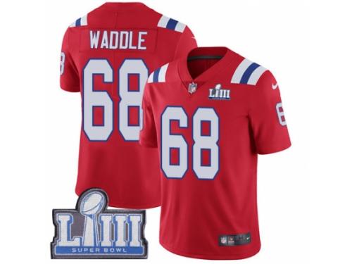 Youth Nike New England Patriots #68 LaAdrian Waddle Red Alternate Vapor Untouchable Limited Player Super Bowl LIII Bound NFL Jersey