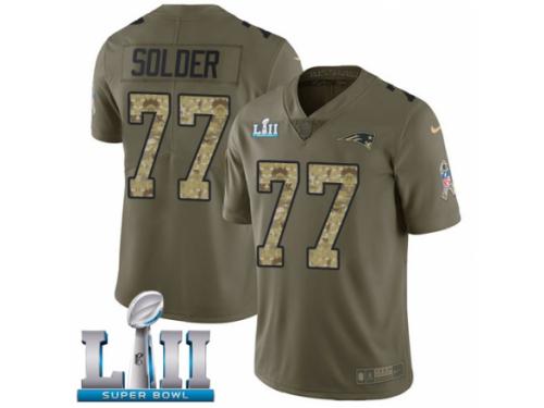 Youth Nike New England Patriots #77 Nate Solder Limited Olive/Camo 2017 Salute to Service Super Bowl LII NFL Jersey