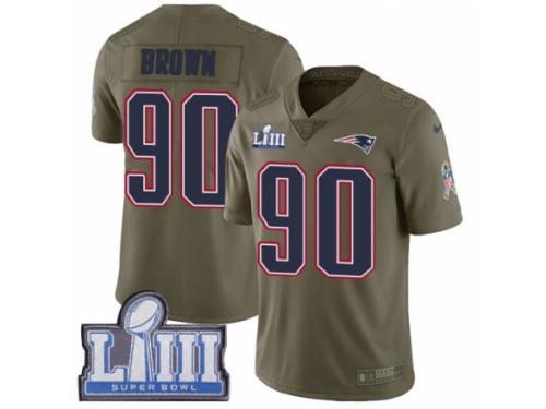 Youth Nike New England Patriots #90 Malcom Brown Limited Olive 2017 Salute to Service Super Bowl LIII Bound NFL Jersey