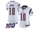#10 Limited Josh Gordon White Football Road Women's Jersey New England Patriots Vapor Untouchable 100th Season