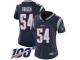 #54 Limited Tedy Bruschi Navy Blue Football Home Women's Jersey New England Patriots Vapor Untouchable 100th Season