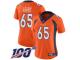 #65 Limited Ronald Leary Orange Football Home Women's Jersey Denver Broncos Vapor Untouchable 100th Season