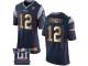Men's Nike New England Patriots #12 Tom Brady Elite Navy Gold Team Color Super Bowl LI Champions NFL Jersey