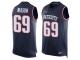 Men's Nike New England Patriots #69 Shaq Mason Navy Blue Player Name & Number Tank Top NFL Jersey